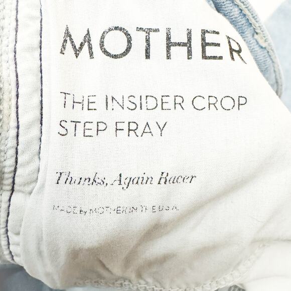 Mother Superior The Insider Crop Step Fray Thanks, Again Racer Denim Jean Sz 24 - Picture 9 of 10